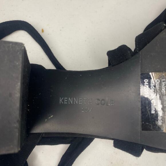 NEW Kenneth Cole Victoria Dressy Open Toe Strappy Black Suede Heel Sandals 10 - Picture 13 of 16